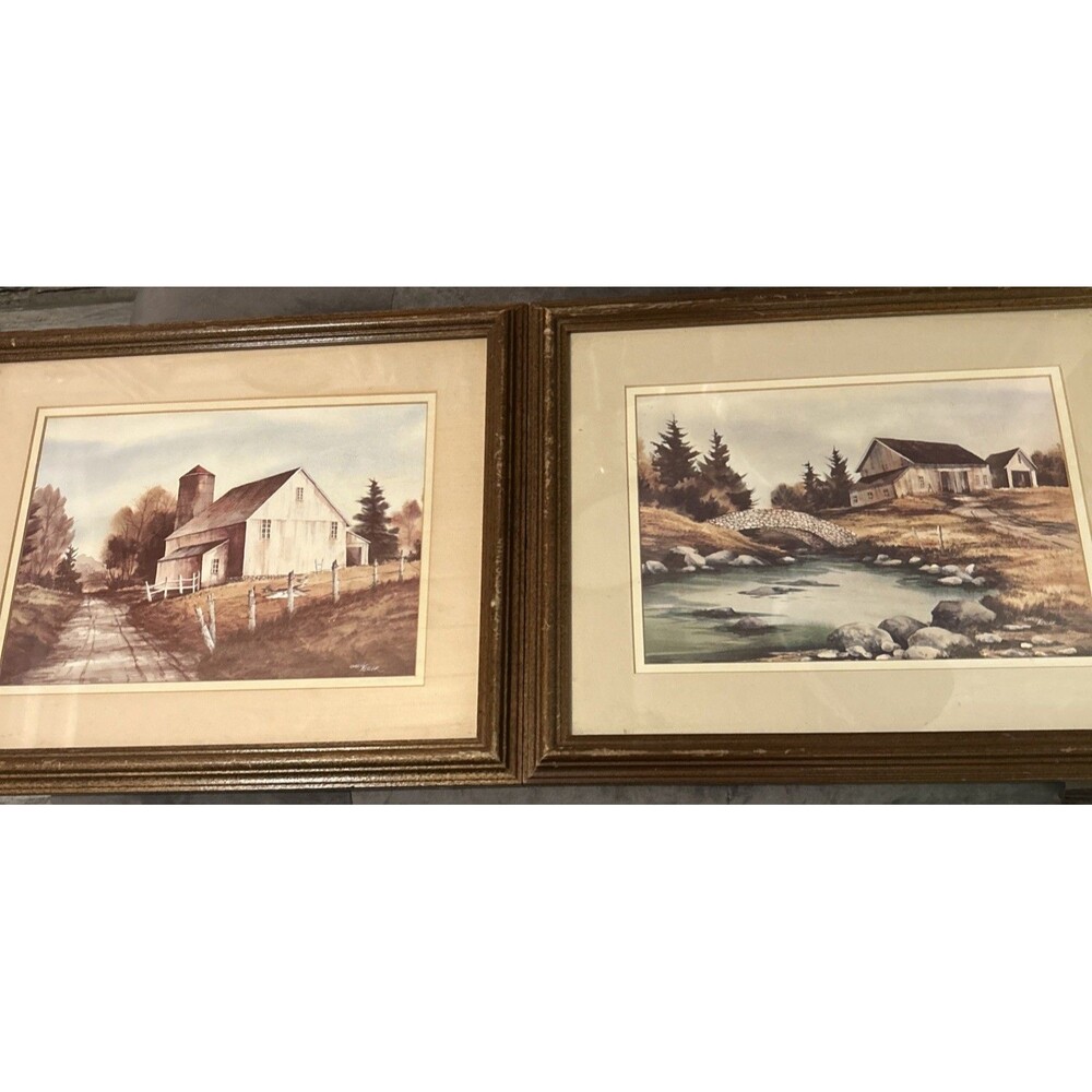 Lot of 2Owen Wexler American Impressionist Country Landscapes Barn/ Woods Signed
